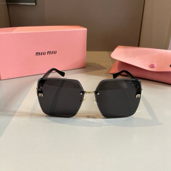 Miu Miu Black Square Sunglasses with Gold Detail main image 5